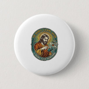 Jesus Broken Double Clicking Mouse IT Office Tech 6 Cm Round Badge