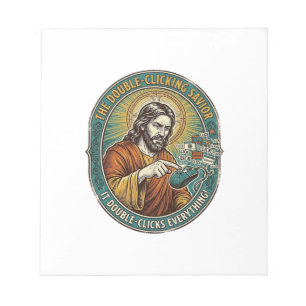 Jesus Broken Double Clicking Mouse IT Office Tech Notepad