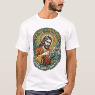 Jesus Broken Double Clicking Mouse IT Office Tech  T-Shirt