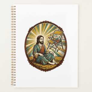 Jesus Broken Folding Chair Party Foul Clumsy Weigh Planner