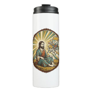 Jesus Broken Folding Chair Party Foul Clumsy Weigh Thermal Tumbler