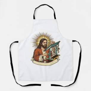 Jesus Broken Standing Desk Stuck Halfway Office Hu Apron