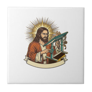 Jesus Broken Standing Desk Stuck Halfway Office Hu Ceramic Tile