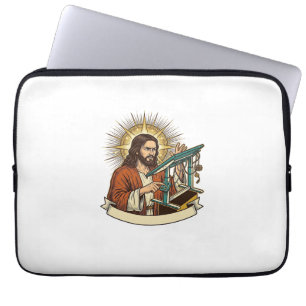 Jesus Broken Standing Desk Stuck Halfway Office Hu Laptop Sleeve
