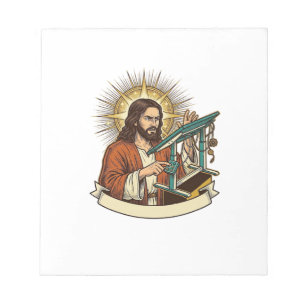 Jesus Broken Standing Desk Stuck Halfway Office Hu Notepad