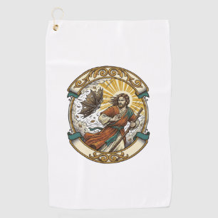 Jesus Broken Umbrella Blown Inside Out Windy Storm Golf Towel