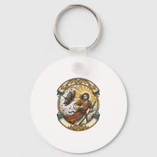 Jesus Broken Umbrella Blown Inside Out Windy Storm Key Ring