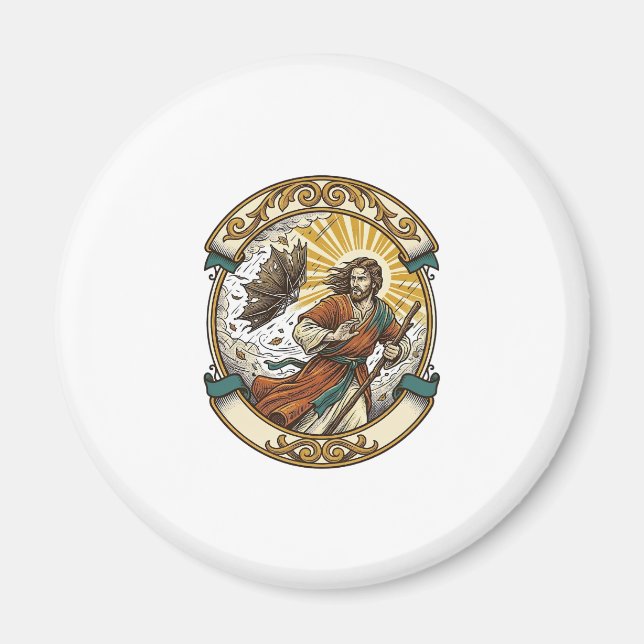 Jesus Broken Umbrella Blown Inside Out Windy Storm Magnet (Front)