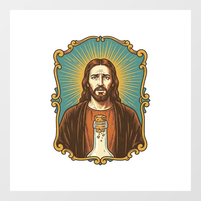 Jesus Broken Wine Cork Stuck Bottle Sommelier Part (Sheet)