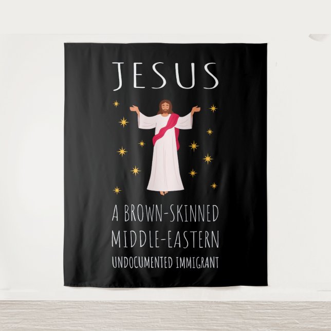 Jesus Brown-Skinned Undocumented Immigrant I Tapestry (Front)