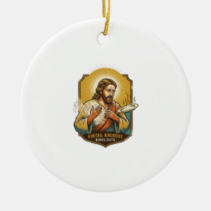 Jesus Burned Finger Taking Plate Out Microwave Kit Ceramic Ornament