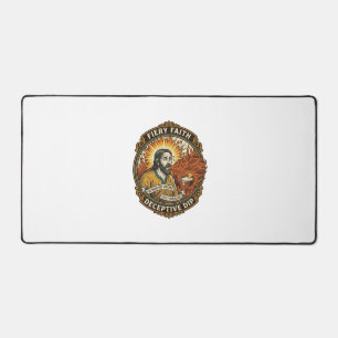 Jesus Burning Mouth Super Spicy Party Dip Humor_1 Desk Mat