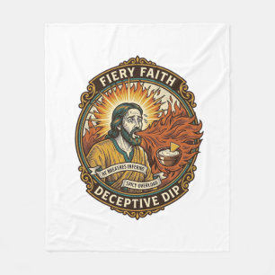 Jesus Burning Mouth Super Spicy Party Dip Humor_1 Fleece Blanket