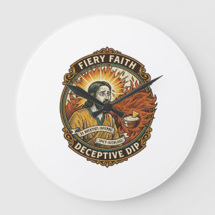 Jesus Burning Mouth Super Spicy Party Dip Humor_1 Large Clock