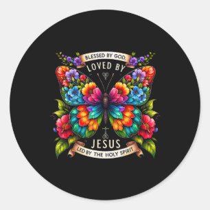 Jesus Butterfly Loved Classic Round Sticker