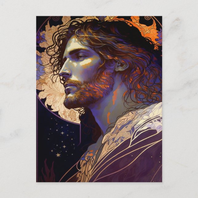 Jesus by Mucha AI Generated Art Postcard (Front)