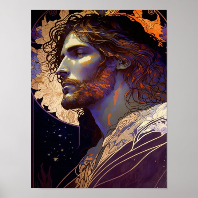 Jesus by Mucha AI Generated Art Poster (Front)