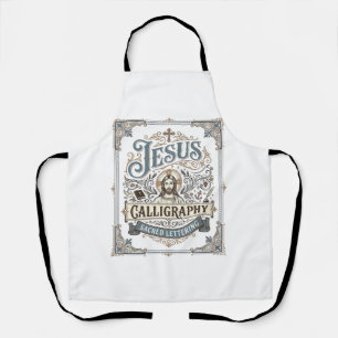 Jesus Calligraphy Sacred Lettering Jesus Calligrap Apron