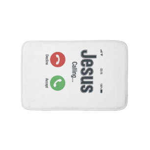 Jesus Calling Phone Screen Christian Shirt Design_ Bath Mat