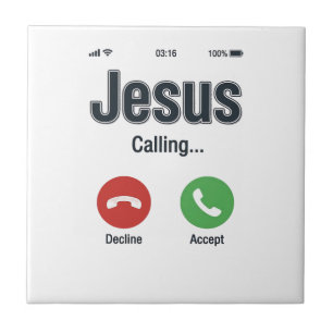 Jesus Calling Phone Screen Christian Shirt Design_ Ceramic Tile