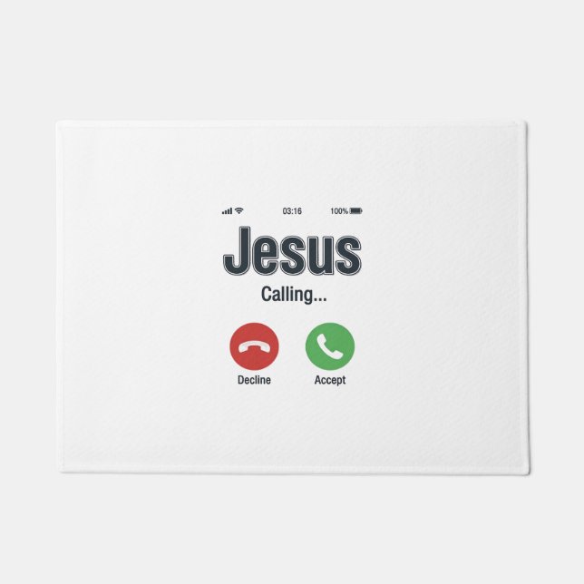 Jesus Calling Phone Screen Christian Shirt Design_ Doormat (Front)