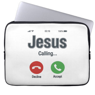 Jesus Calling Phone Screen Christian Shirt Design_ Laptop Sleeve