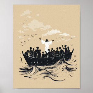 Jesus Calming the Storm Poster – Peaceful Boat