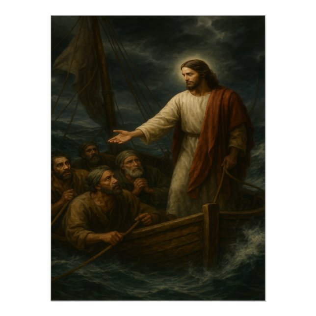 Jesus Calms the Storm™ LDS Art Poster (Front)