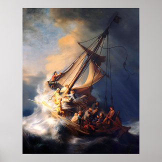 Jesus Calms The Storm Sea of Galilee Rembrandt Poster