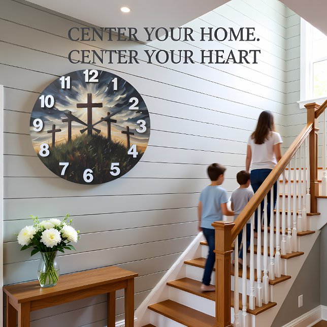 Jesus Calvary Hill Impasto Large Clock (Creator Uploaded)