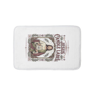 Jesus Candle Label Jesus Candle Christian Faith Vi Bath Mat