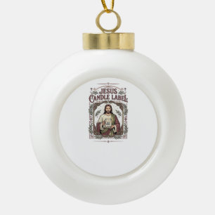 Jesus Candle Label Jesus Candle Christian Faith Vi Ceramic Ball Christmas Ornament