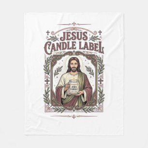 Jesus Candle Label Jesus Candle Christian Faith Vi Fleece Blanket