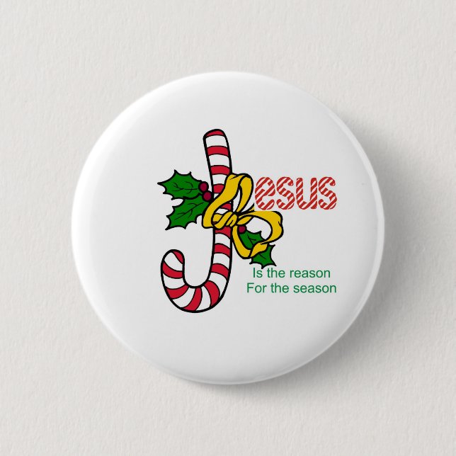Jesus Candy Cane 6 Cm Round Badge (Front)