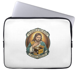 Jesus Cardboard Box Paper Cut Finger Pain Humor_1 Laptop Sleeve
