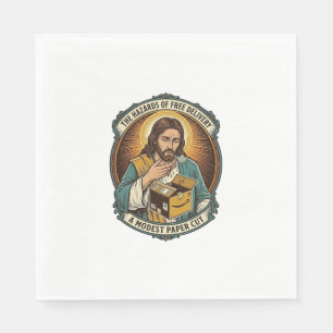 Jesus Cardboard Box Paper Cut Finger Pain Humor_1 Napkin