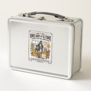 Jesus Caregiving Aging Parents Graphic Tee Christi Metal Lunch Box