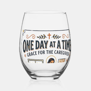 Jesus Caregiving Aging Parents Graphic Tee Christi Stemless Wine Glass