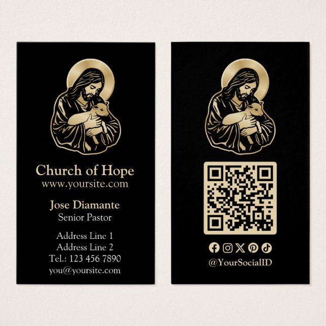 Jesus Caring Shepherd Vertical Business Card (Front & Back)