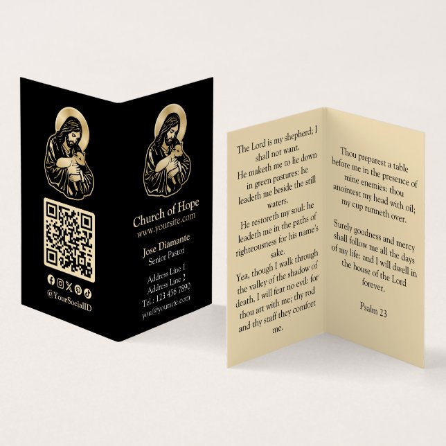 Jesus Caring Shepherd Vertical Business Card (Inside and Outside)