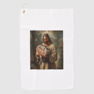 Jesus carry Moo-Deng Jesus Loves Moo Deng Baby Pyg Golf Towel