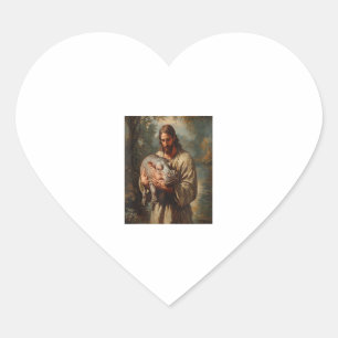Jesus carry Moo-Deng Jesus Loves Moo Deng Baby Pyg Heart Sticker