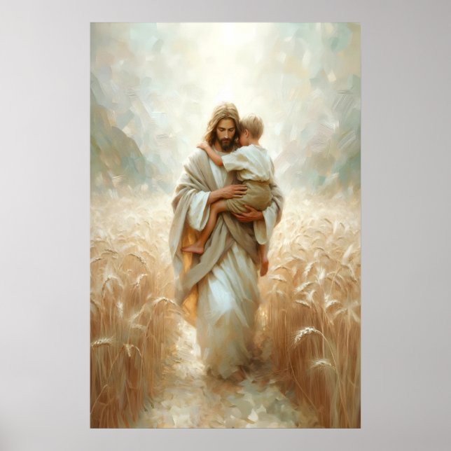 Jesus Carrying Boy Jesus and Child Jesus and Kids  Poster (Front)