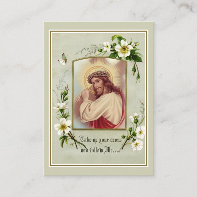 Jesus Carrying Cross Prayer Religious Holy Card (Front)