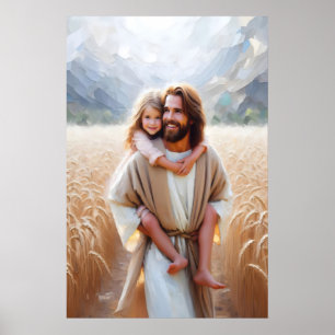 Jesus Carrying Little Girl Jesus and Children Jesu Poster