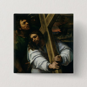 Jesus Carrying the Cross, c.1535 (oil on panel) 15 Cm Square Badge