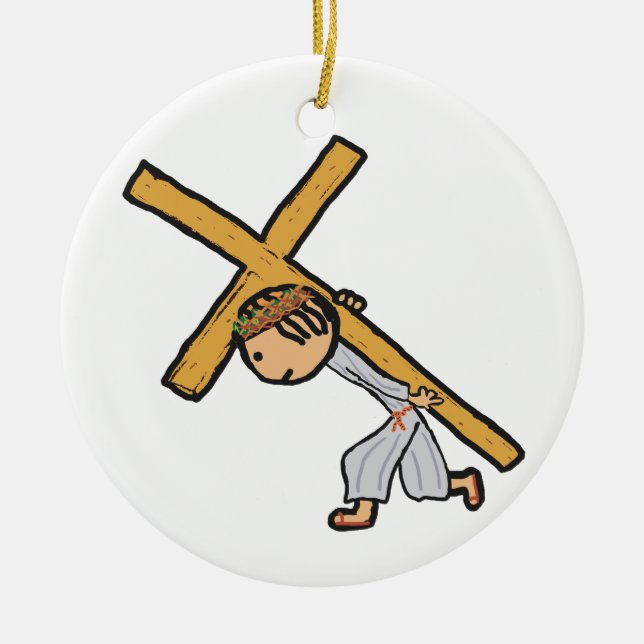 Jesus Carrying The Cross Ceramic Ornament (Front)