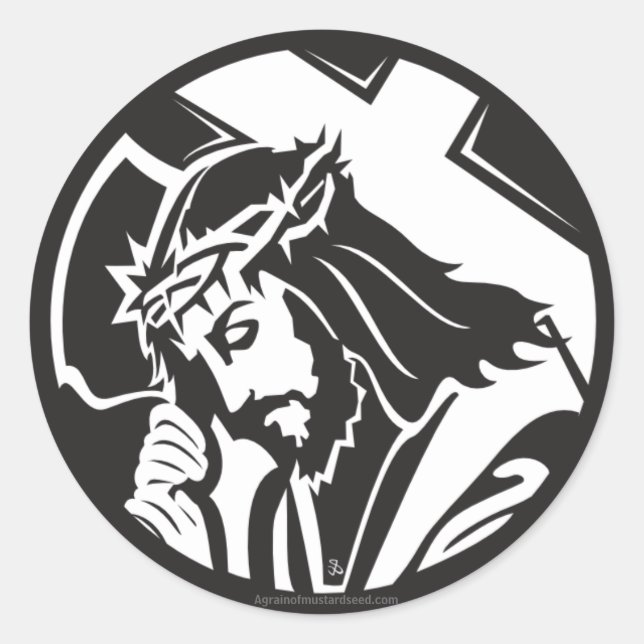 Jesus Carrying the Cross Classic Round Sticker (Front)