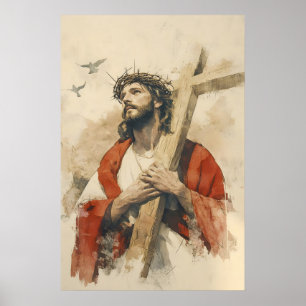 Jesus Carrying The Cross Passion Of Christ Poster