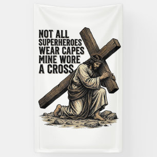 Jesus Carrying the Cross Vintage Christian Banner